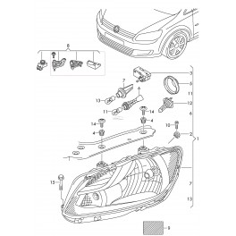 Caddy 2011- 2013 lukturu remkomplekts, 2K5998225