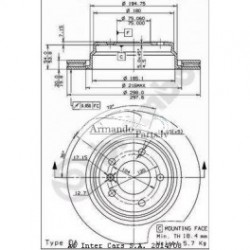 Aizmugures Bremžu diski Brembo 09.6841.11, BMW E39 96- ,...