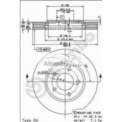 Priekšējais tilts Bremzes/diski BREMBO 09.8977.10,...