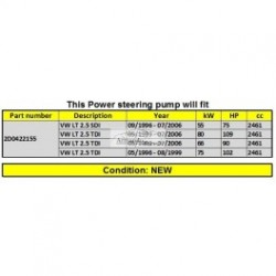 VW LT 96-05 stūres pastiprinātāja sūknis - jauns 09.96-