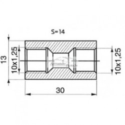 Cauruļu savienotājs 2XM10X1,25 L23