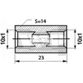 Cauruļu savienotājs 2XM10X1 L24 sw14