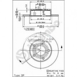 Bremžu diski BREMBO 08.8408.10, 8D0615601A