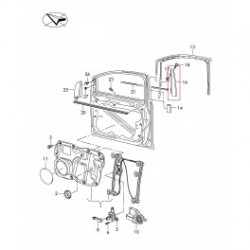 VW Caddy 04-07 priekšējo durvju uzlika R 2K0837902E