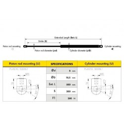 VW Golf 83-91 gāzes atspere aizmugures vāka HB MARELLI