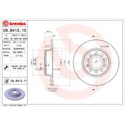 Aizmugures bremžu disks BOSCH 0 986 479 677, 08.B413.11,...