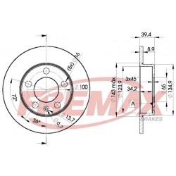 Bremžu diski FREMAX BD-5601, 08.7165.14, 1J0615601C, 2