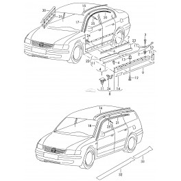 VW Passat 97-00 aizmugures durvju moldings R...