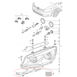 VW Caddy 11-15 lukturu stiprinājums R apakšā, 1T0941232A 2