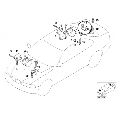 BMW E46 lukturu regulatora stiprinājums aizmugures, 37146779669