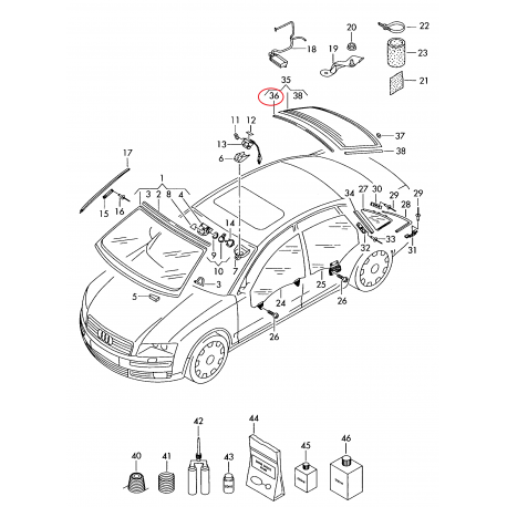 Audi A8 04-10 aizmugurēja loga moldings det. 36, 4E0853305A