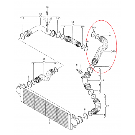 Pūtes sistēmas gaisa caurule VAICO 10-2902, 7H0145980E, 7H0145980G
