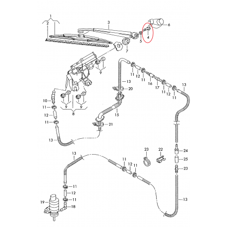 Audi A3 04-07, Audi A4 01-12 aizmugurējā logu tīrītāja sprausla 8E9955985