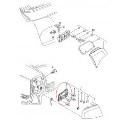 Audi A4 05- aizmugures luktura spuldzes turētājs L stūris, AVANT 8E9945257B 2