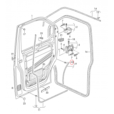 VW Transporter 03-15 durvju gumijas klipsis 7H0837485