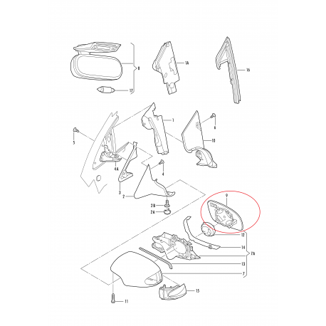 VW Beetle 02-05 spoguļa ieliktnis R sfērisks, apsildāms 1C1857522B