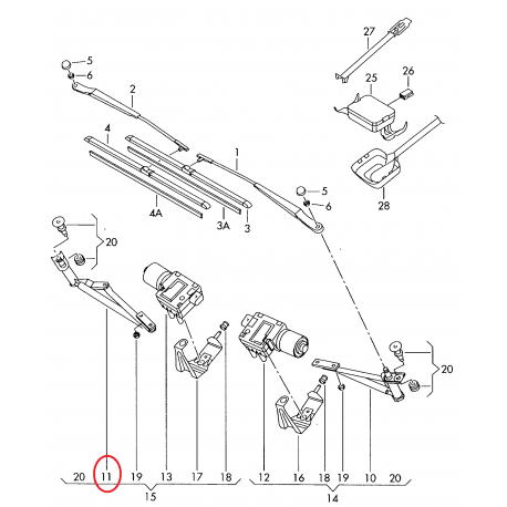 VW Touran 03-08 priekšējā loga tīrītāja mehānisms R 2190289, 1T0955602A
