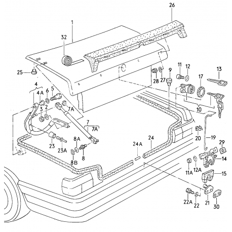 Audi 80 86-94 bagažnieka slēdzene ar atslēgām...