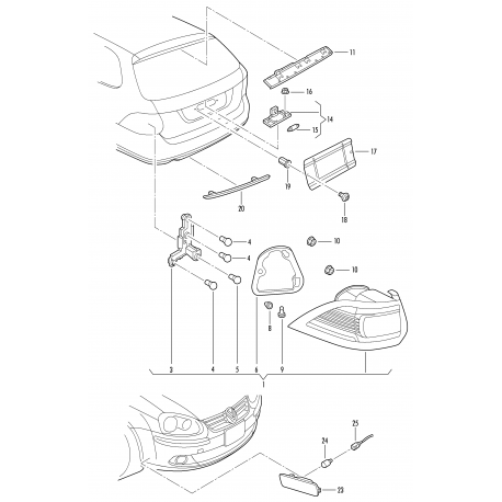 VW Golf 5, 6 KOMBI 07-14 atstarotājs bamperī L 1K9945105A