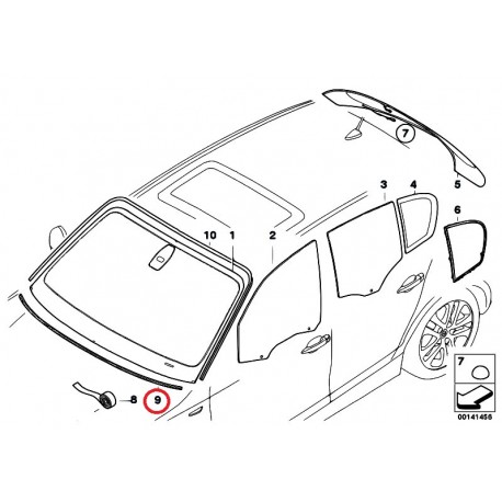 BMW E87, E81 Windshield Moulding 51317133291