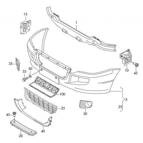 VW Crafter 06-17 priekšējā bampera stiprinājums L 2E0807177