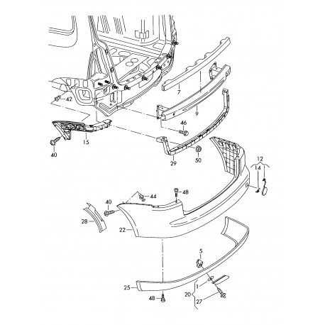 VW Touran 06-10 aizmugures bampera kronšteins R 1T0807376C