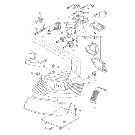 Audi A4 B6 01-04 luktura pamatne R, 8E0941454