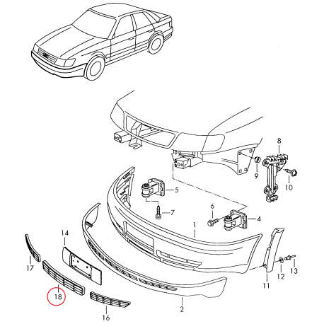 Audi A6 C4 94-97 vidējā reste bamperī 4A0807683A01C