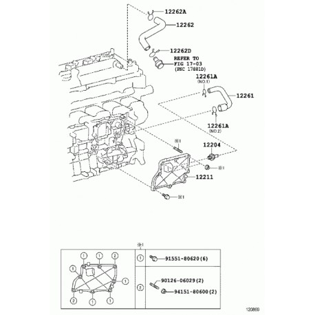 Toyota Auris 12- kartera ventilācijas caurule 12261-37060, 1226137060