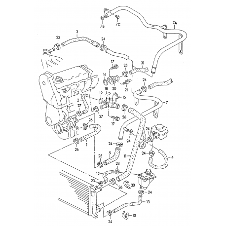 AUDI 80, 100 2.8 90-96 dzesēšanas sistēmas caurule 8A0121101B