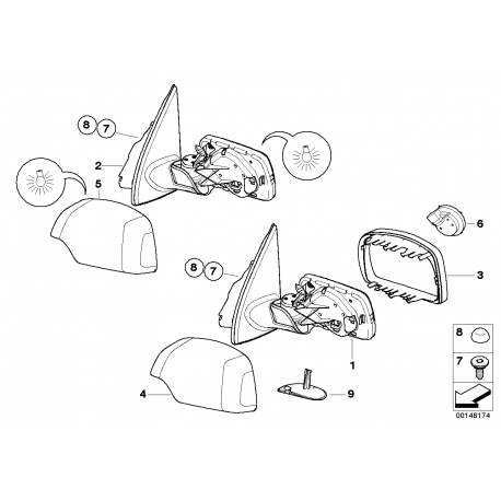 BMW E53 00-04 spoguļa nosegs RH, 51167110993