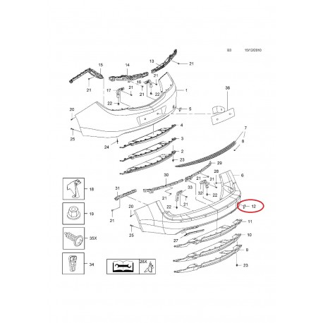 Opel Insignia 08-13 bampera āķa vāciņš aizmugures bamperim KOMBI 222341, 13239099