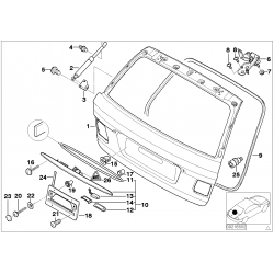 BMW E46 Touring numuru apgaismojuma komplekts ar pogu 51137170963 2