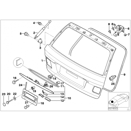 51137170963 Trunk lid grip with key button