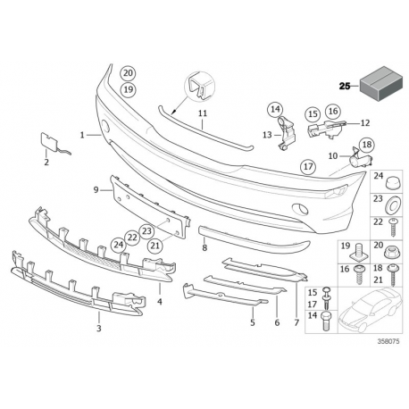 BMW 3 E46 01- bampera kronsteins uz sparna R...