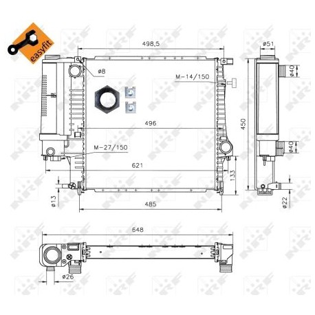 BMW 3 E36 91-98 radiators 1.6/1.8/2.0/2.5 MAN +/-KOND 450X438 RA60623A