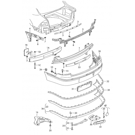 VW Phaeton 02- aizmugrures bampera āķa vāciņš 3D5807369V7S