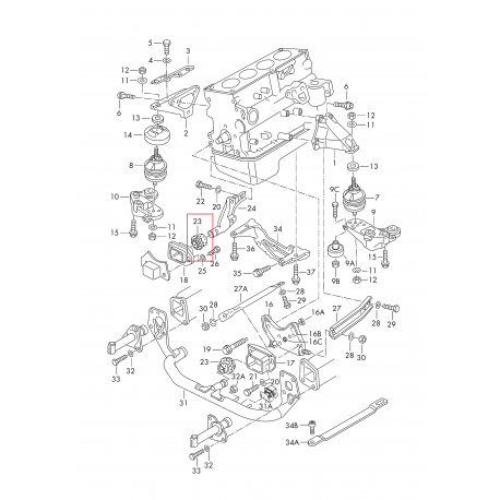 Audi A6 C5 priekšējais motora Spilvens 8D0199339L, LM27092