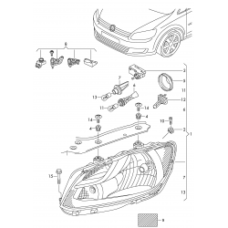 VW Caddy 10-18 lukturis remkomplekts R 2K5998226 2