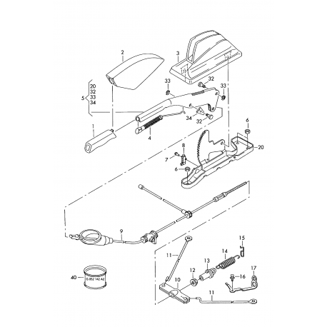 VW T4 priekšējā bremžu trose 701711476A