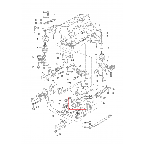 Audi A4 B5 B6 A6 C6 motora kronšteins  8D0199335P AEB, 1Z, AFN, AFF, AHU