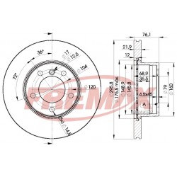 Priekšējais tilts Bremžu diski Fremax DDF834 09.6924.10...
