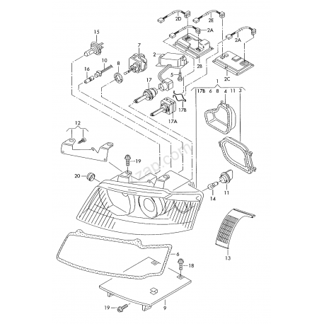 Audi A4 01- luktura rāmis R VALEO 088047