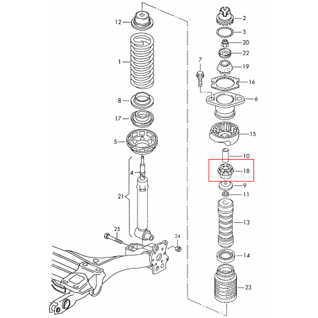 Amortizatora atbalsts LM21421 SACHS, 8D0512333
