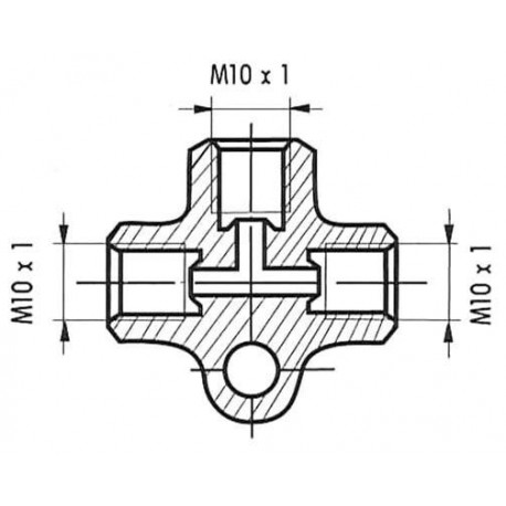 Cauruļu savienotājs T-gabals M10X1/E