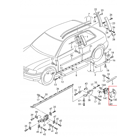 Audi A3 97-03 moldings R 5D, 8L4854862 01C