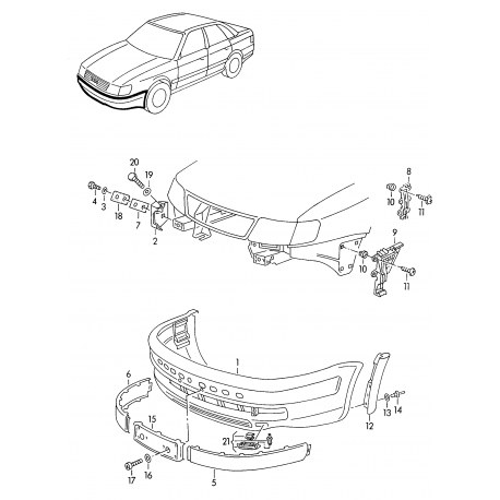 Audi C4 100 91-94 bampera josla L  4A0807221