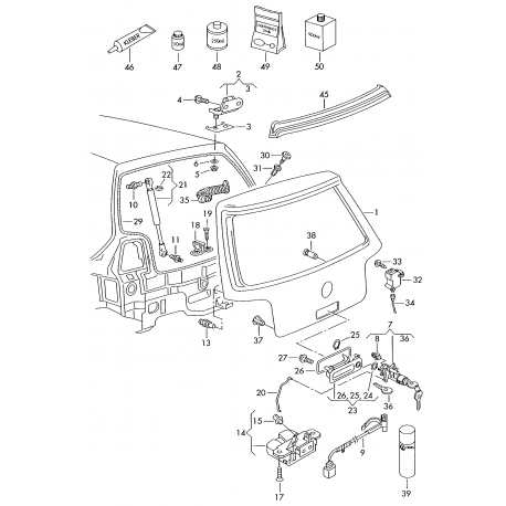 VW Golf 4 Bora bagāzas nodalījuma vadu gofra 1J6971840A