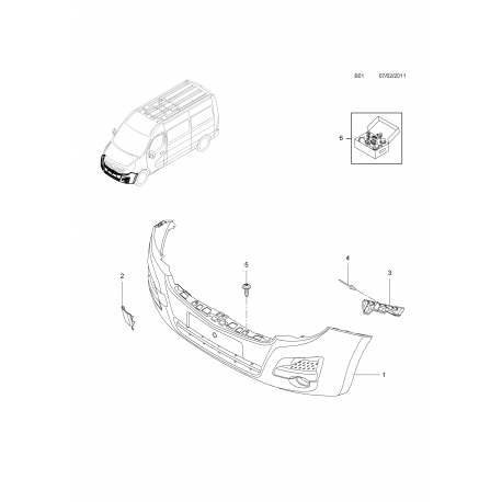 Opel Movano B priekšējā bampera stiprinājums L 93197368