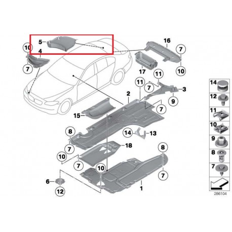 BMW F10 aizmugures nosegs pie bampera R M trim 51758049042